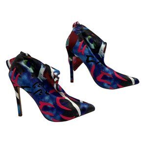 Womens Abstract Print Stiletto Heels Size 6.5 Pointed Toe Multicolor Design